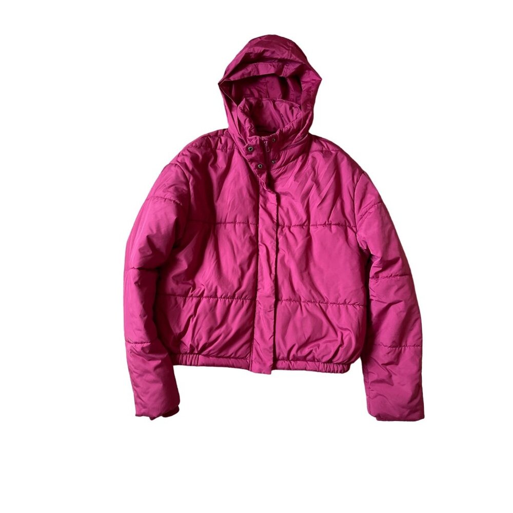 Cotton On Women's Pink Cropped Puffer Winter Jacket Size Medium 100% Polyester